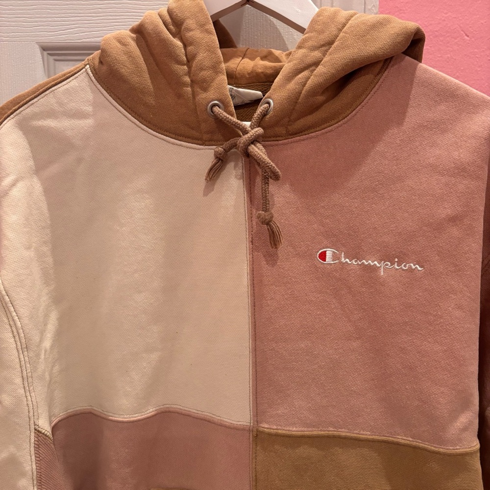 Champion Multitone Patchwork Tan Hoodie - image 2